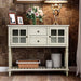 Sideboard Console Table with Bottom Shelf, Farmhouse Wood/Glass Buffet Storage Cabinet