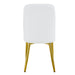 2 modern dining chairs, sleek PU leather backrest, and gold metal legs bring a comfortable home experience to the kitchen, bedroom, and office.W1151P183322 - DTYStore