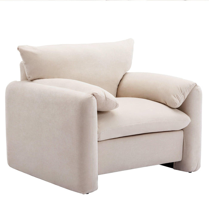 Modern Style Chenille Oversized Armchair Accent Chair Single Sofa Lounge Chair 38.6'' W for Living Room, Bedroom,Cream