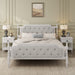 Traditional Style Solid Wood Bed Frame with Upholstered Tufted Headboard,No Box Spring Needed,Queen Size, Antique White - DTYStore