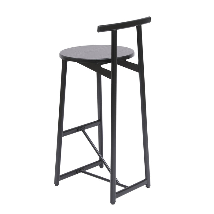 27''H Barstool Set of 3 Wooden Round Bar Stools with Footrest Modern Kitchen Chairs for Counter (Black & Black) - DTYStore