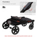 One-Click Foldable Doggy Stroller for Medium Large Dogs, Pet Stroller with Storage, Smooth Ride with Shock Absorption, Mesh Window, Safety Leash, Big Dog Walking Stroller, Red - DTYStore