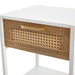 15.74" Rattan End table with drawer, Modern nightstand, metal legs,side table for living room, bedroom,white(1 pc) - DTYStore