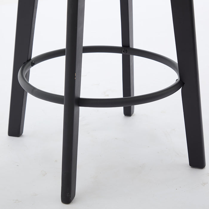 Modern Swivel Bar Stools Velvet Barstools Button Tufted Bar Stools Rivet Trim Bar Stools for Kitchen Island,Bistro, with Metal Pull Ring Sturdy Footrest Large Backrest for Home Bar,Navy Blue 1pc - DTYStore
