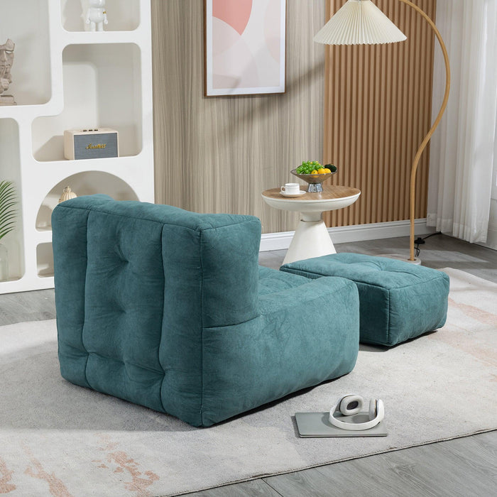 Fluffy bean bag chair, comfortable bean bag for adults and children, super soft lazy sofa chair with memory foam and ottoman, indoor modern focus bean bag chair for living room, bedroom, apartment - DTYStore