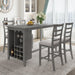 5-Piece Multi-Functional Rubber Wood Counter Height Dining Set with Padded Chairs and Integrated Wine Compartment