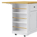 48inch Large Kitchen Island with 2 Bar Stools, Power Outlet, Door Internal Storage Rack, Kitchen Storage Cart on 5 Wheels with Drop Leaf, 5 Open Side Racks, 2 Drawers,for Kitchen,Dining Room,White - DTYStore