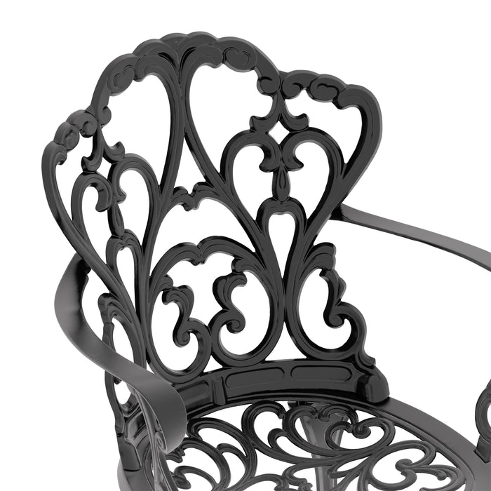 5-Piece Set Of Cast Aluminum Patio Furniture With Black Frame and Seat Cushions In Random Colors - DTYStore