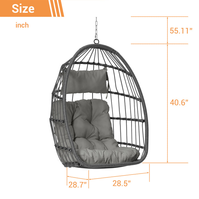 Outdoor Garden Rattan Egg Swing Chair Hanging Chair - DTYStore