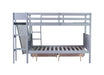 Twin over Full Bunk Bed with 2 Drawers, Slide, Shelves, Ladder, Rubber Wood Bunk Bed with Slide, Drawers,Grey(Old Sku:W504S00061) - DTYStore
