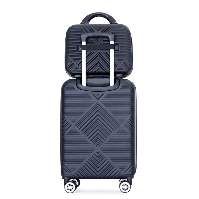 2Piece Luggage Sets ABS Lightweight Suitcase , Spinner Wheels, (20/14) BLACK