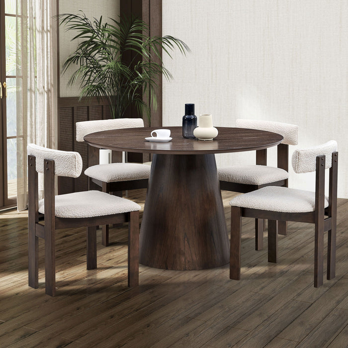 Wooden Dining Chairs Set of 2, Modern Boucle Upholstered Kitchen Side Chairs,Mid Century Modern Kitchen Chairs with Open Back Farmhouse Wooden Side Chairs for Dining Room,Living Room,Restaurant - DTYStore