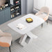 Modern Square Dining Table, Stretchable, White Table Top+MDF X-Shape Table Leg with Metal Base