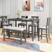 6-Piece Counter Height Dining Table Set with Shelf, 4 Chairs and Bench for Dining Room