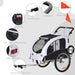 Dog Bike Trailer 2-In-1 Pet Stroller with Canopy and Storage Pockets, White