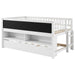 Twin Size Wood Low Loft Bed with Storage Shelves, Blackboard and Trundle, White - DTYStore