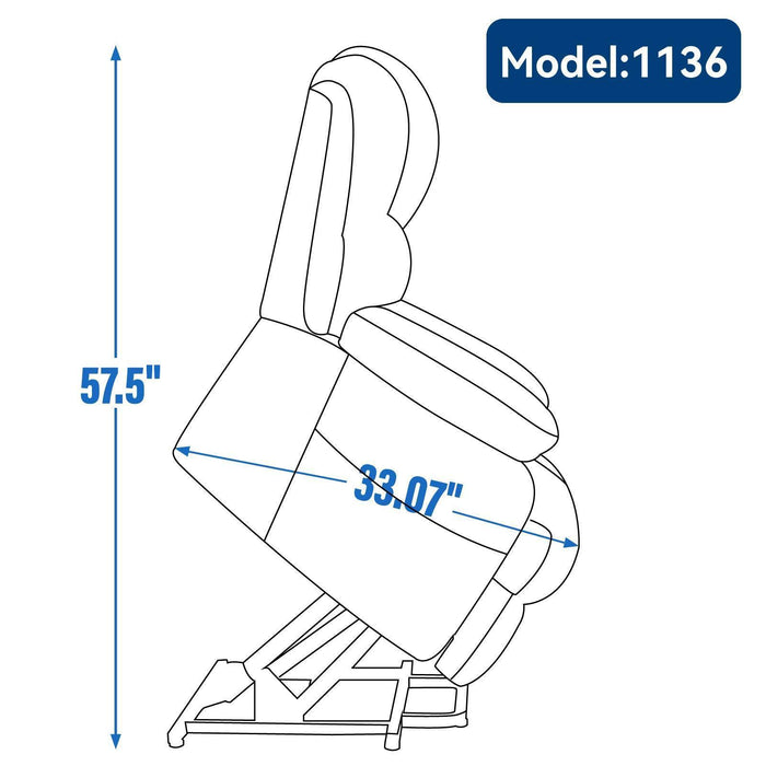 Large Size Chenille Power Lift Recliner Chair with 8-Point Vibration Massage and Lumbar Heating