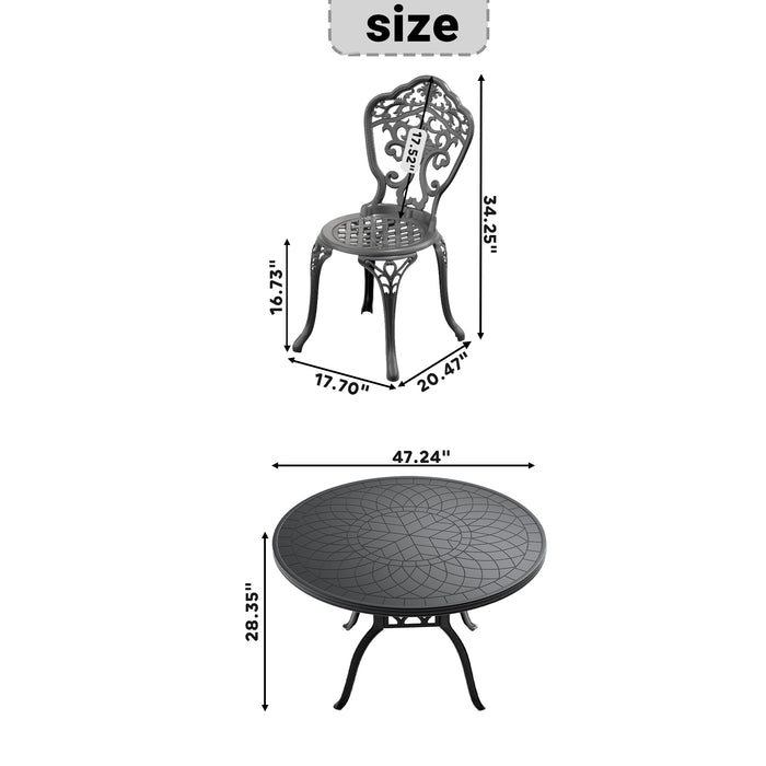 5-Piece Set Of All-Weather Cast Aluminum Dining Furniture Set With Black Frame - DTYStore