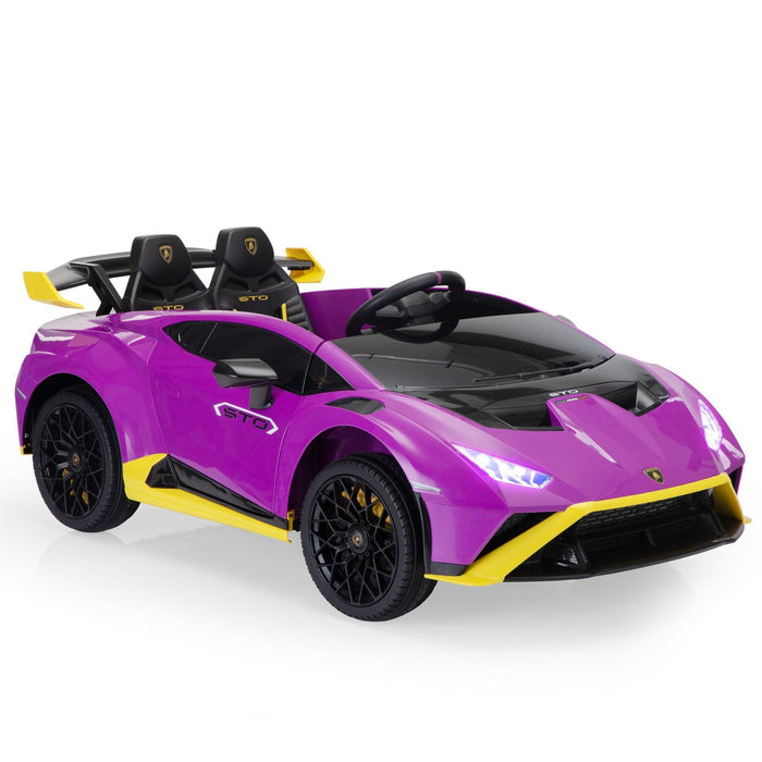 12V Battery Powered Ride On Car for Kids, Licensed Lamborghini, Remote Control Toy Vehicle with Music Player and LED Light