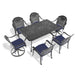 7-Piece All-Weather Cast Aluminum Dining Set, Include 2 Swivel Chairs,4 Dining Chairs and Rectangular Table With Black Frame - DTYStore