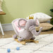 Baby Rocking Horse Elephant Rocking Chair Toddler Rocker Toy with Sound Wooden Base Seat Safety Belt for 1.5-3 Year Old, gray