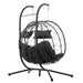 2 Persons Egg Chair with Stand Indoor Outdoor Swing Chair Patio Wicker Hanging Egg Chair Hanging Basket Chair with Stand for Bedroom Living Room Balcony - DTYStore