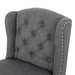 Vienna Contemporary Fabric Tufted Wingback 31 Inch Counter Stools, Set of 2, Charcoal and Dark Brown - DTYStore