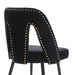 A&A Furniture,Akoya Collection Modern Contemporary Velvet Upholstered Dining Chair with Nailheads and Gold Tipped Black Metal Legs,Black,Set of 2