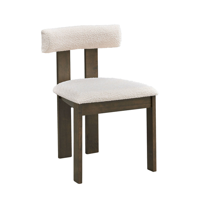 Wooden Dining Chairs Set of 2, Modern Boucle Upholstered Kitchen Side Chairs,Mid Century Modern Kitchen Chairs with Open Back Farmhouse Wooden Side Chairs for Dining Room,Living Room,Restaurant - DTYStore