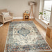 Area Rug 5x7 Vintage Bohemia Large Persian Non-slip Washable Rug For Living Room Kitchen Bedroom Living Room Flower Design Blue/Yellow - DTYStore
