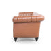 83.46" Brown PU Rolled Arm Chesterfield Three Seater Sofa.