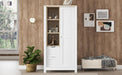 Bedroom Storage Wardrobe with Hanging Rods and 2 Drawers and Open Shelves,Sliding Door,White