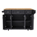 54inch Large Kitchen Island with Rubber Wood Drop Leaf, Embossed Texture Rolling Kitchen Cart on 4 Wheels with 4 Doors and 3 Drawers, Kitchen Island with Storage for Kitchen, Dining Room,Black - DTYStore