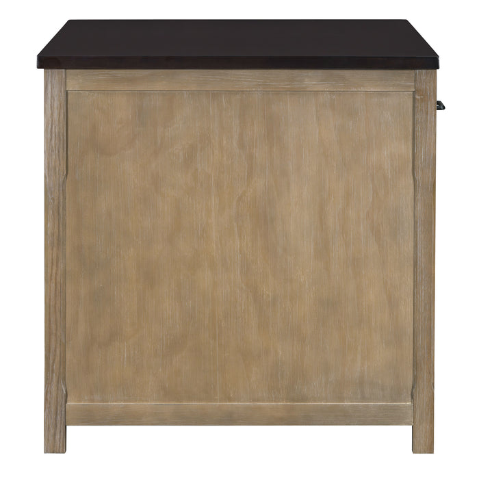 Extendable Kitchen Island with Storage, Multi-Functional Kitchen Cart with Built-In Power Outlets, Retro Kitchen Island on Wheels with Drawers and Open Shelves for Kitchen (Espresso+Natural) - DTYStore