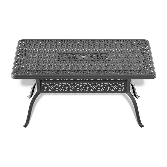 7-Piece All-Weather Cast Aluminum Dining Set, Include 2 Swivel Chairs,4 Dining Chairs and Rectangular Table With Black Frame - DTYStore