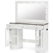 43.3' Vanity Desk with Large Mirror and Hollywood Bulbs, Modern Glass Top Makeup Vanity with Drawers and Power Outlet, Large Dressing Table with 3 Color Lighting Modes & RGB Cabinets for Bedroom - DTYStore