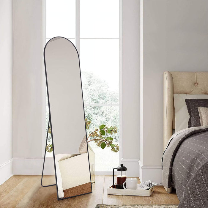Floor Standing Mirror, Wall Mirror with Stand Aluminum Alloy Thin Frame,21''*64'',Black - DTYStore