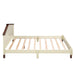 Full Size Wood Platform Bed with House-shaped Headboard (Cream+Walnut)