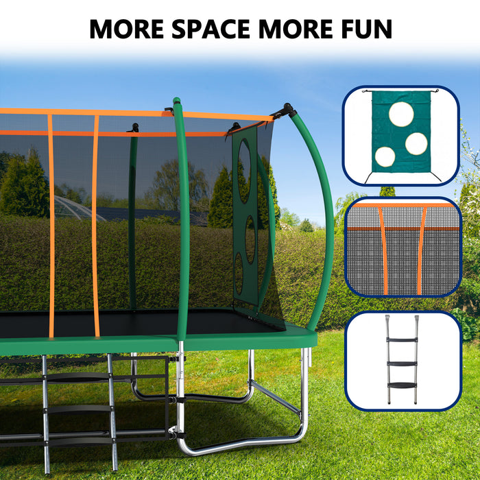 8X14FT Outdoor Square Trampolines for Kids Adults Long Rectangular Tumbling Trampoline - DTYStore