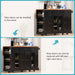 53'' Farmhouse Kitchen Island with Two Tempered Glass Cabinet Doors, Power Outlet, Rolling Kitchen Cart on Wheels with Drop Leaf, 5 Open Side Racks, 3 Drawers, for Kitchen, Dining Room, Black - DTYStore