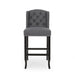 Vienna Contemporary Fabric Tufted Wingback 31 Inch Counter Stools, Set of 2, Charcoal and Dark Brown - DTYStore