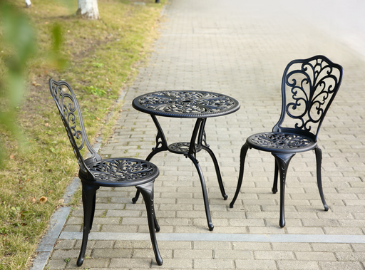 Best Choice Products 3-Piece Outdoor Rust-Resistant Cast Aluminum Patio Bistro Set Black - DTYStore