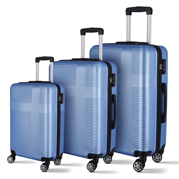 3 Piece Lightweight Luggage Set with TSA Lock, Durable Spinner Wheels and Hooks, Cross Striped