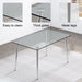 Modern Minimalist Rectangular Glass Dining Table for 4-6 with 0.31" Tempered Glass Tabletop and Silver plating Metal Legs, Writing Table Desk, for Kitchen Dining Living Room, 51" *31"* 30"