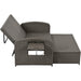 PE Wicker Rattan Double Chaise Lounge, 2-Person Reclining Daybed with Cushions and Cover