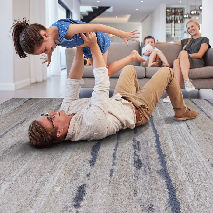 DTY Signature Collection 6X9 Ivory/Blue /Striped Non-Shedding Living Room Bedroom Dining Home Office Stylish and Stain Resistant Area Rug - DTYStore