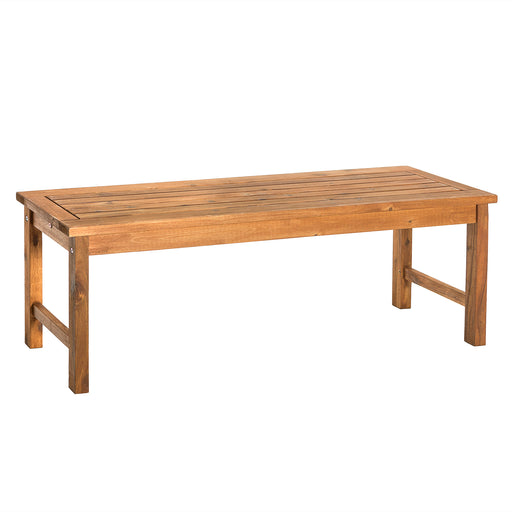 Modern Slat-Top Solid Wood Patio Bench - Brown - DTYStore