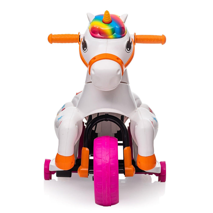 Unicorn Stroller and Electric Toy Bike with Training Wheels for Kids 3-6 Colorful