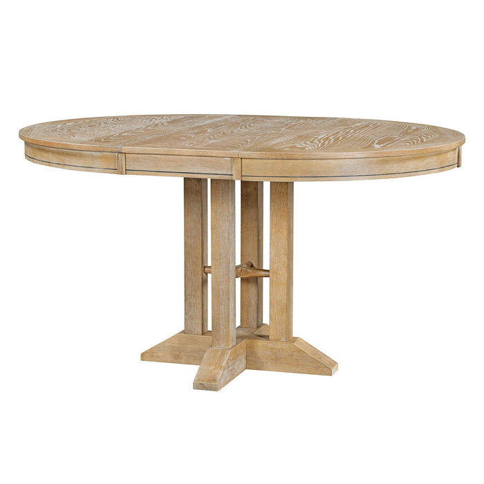 Farmhouse Dining Table Extendable Round Table for Kitchen, Dining Room