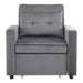 Convertible Sleeper Sofa Chair Bed with Pillow & Pocket, 3-in-1 Sofa Bed Sleeper Chair in Modern Velvet Fabric for Living Room, Bedroom, Study, Apartment, Gray - DTYStore